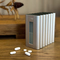 Silberne Tablettenbox aus Aluminium, 7-Tage-Set mit 2 Fächern